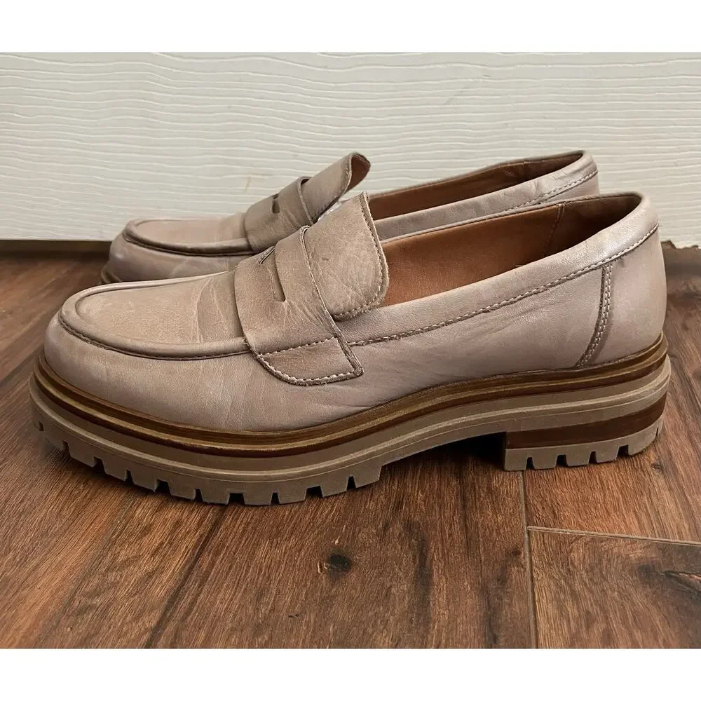 MIZ MOOZ Women's Legend Beige Antique Burnished Leather Lug Sole Loafer Shoes 40 - Picture 7 of 13